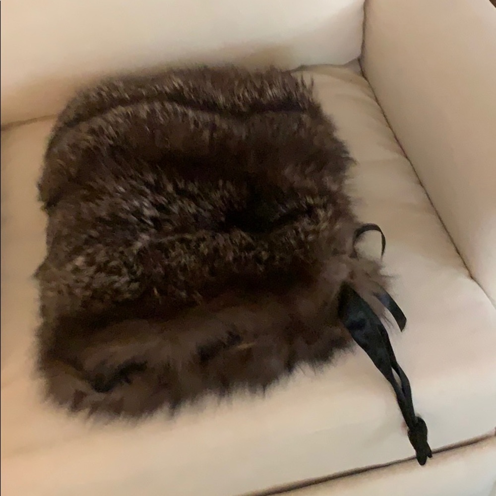 Vintage fur muff, large w/ purse, wrist strap